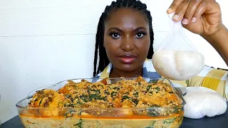 Cook & Eat  With Me egusi soup with cassava fufu/ Nigerian food mukbang