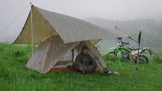 Solo camping in Rain - WIND STORM all night | ASMR