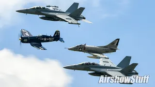 Modern and Classic Warplanes Fly Together - US Navy Legacy Flight - Spirit of St. Louis 2022