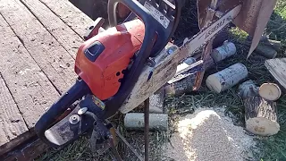 piła Stihl na stojaku do cięcia drzewa 3