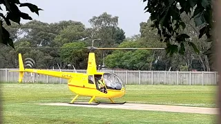 robbinson r44 close up startup and departure/bell 407 shutdown