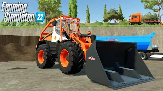 Farming Simulator 22 - LIEBHEER L 538 Wheel Loader Loads Dirt Into A Dump Truck