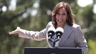 Vice President Kamala Harris tells a story about frogs