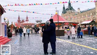 [4K] 🇷🇺Moscow Walk | Red Square Christmas Market 🎄