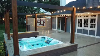 Incredible Deck With Built in Hot Tub - Full Backyard Makeover Time Lapse