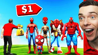 Buying EVERY SPIDERMAN For 1$ In GTA 5 (Awesome)