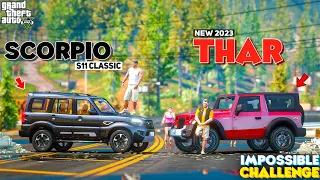 GTA 5: New Mahindra Thar 2023 Vs Scorpio S11 Classic🔥 Unbelievable Shocking Results! GTA 5 MODS!