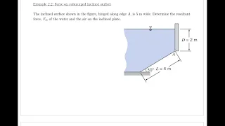 Example 2.2 - Force on a submerged inclined surface