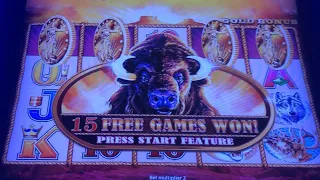 4 coin bonus & re trigger twice on Buffalo Gold Collection