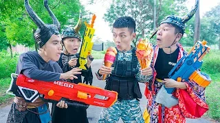 Battle Nerf War: Three Idiots Nerf Guns Robber Group ICE CREAM CONE BATTLE