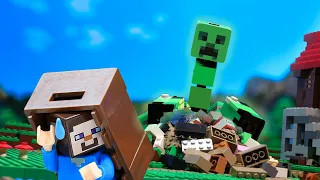 Making a Giant Creeper from Garbage - Lego Minecraft Animation