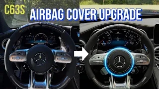 2021 C63s AMG Air Bag Cover Upgrade (Leather w/ Yellow Stitching) | DIY Tutorial