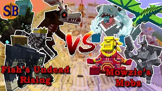 Fish's Undead Rising team vs Mowzie's Mobs Team | Full mod fight | Minecraft Mob Battle