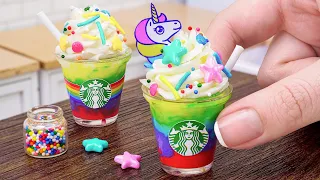 So Yummy Miniature Rainbow Starbucks Milk Shake Decorating Ideas | ASMR Miniature Cooking Recipe