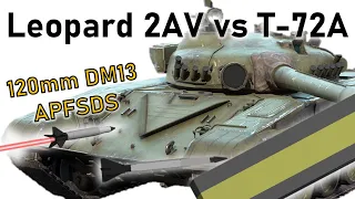 LEOPARD 2AV vs T-72A | 120mm DM13 APFSDS Armour Penetration Simulation