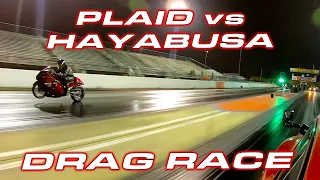 PLAID vs STREET BIKE * Tesla Model S Plaid vs Modified Suzuki Hayabusa Drag Race