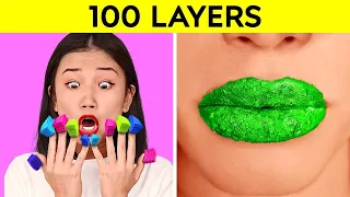 100 LAYERS CHALLENGE | 100 Layers of Nails, Duct Tape, And Tattoos | Ultimate 100+ Coats