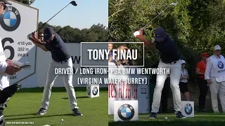 Tony Finau Golf Swing Driver & Long Iron (face-on) BMW PGA Wentworth (Surrey), September 2019.