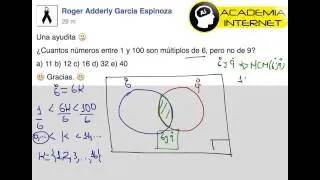 Cuántos números entre 1 y 100 son múltiplos de 6 pero no de 9