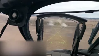 Аварийная посадка российского КА-52 во время боев, аэропорт Гостомель, захват пилота. Вид из кабины