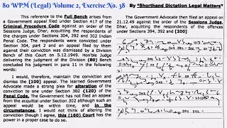 80 WPM, Shorthand Dictation, Legal, Volume 2, Exercise No  38