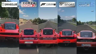 DriveClub vs Forza Horizon 3 vs Forza 7 vs GT Sport vs PCARS 2 - Ferrari Enzo Sound Comparison