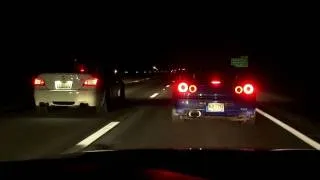 (HD) Highway Race: Gallardo-Nissan R34 GT-R vs. BMW E60 M5, and E39 M5