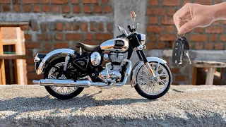 Mini Royal Enfield Classic 350 Miniature Diecast Model Scale 1/12 [ Unboxing ] DIY