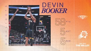 Devin Booker reaches a season-high 58 points in Saturday night win in Phoenix.