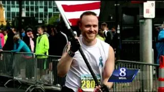 Boston Marathon bombing inspires Lancaster man to run with American flag