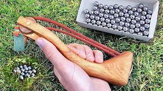 WE MADE A POWERFUL WOODEN TWO ROLLER SLINGSHOT