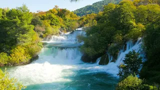 4k UHD Nature Landscape with a Waterfalls. Waterfall Sounds, Flowing Water, White Noise 10 hours.