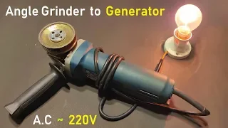 Wow ! 220V 850 Watt Electric Dynamo Generator from Angle Grinder - Can it Charge 12v UPS Battery 🔥