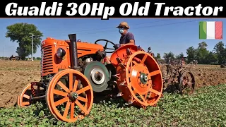 Trattore Gualdi 30Hp del 1955, Motore Diesel a 2 Tempi - Accensione ed Aratura - Old Tractor Plowing