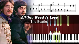 The Beatles - All You Need Is Love - Piano Tutorial + SHEETS