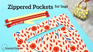 How to sew Zippered Pockets for Bags - Sewing Tips for biginner [sewingtimes]