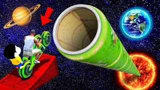 SHINCHAN AND FRANKLIN FOUND A GIANT TUNNEL AND WENT TO SPACE FOR PARKOUR CHALLENGE GTA 5