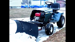 Homemade lawn tractor snow plow