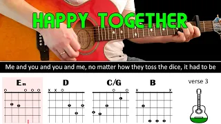 Easy play along series - HAPPY TOGETHER - Acoustic guitar lesson (chords & lyrics) - The Turtles