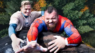 World's strongest man attempts to climb 100-foot wall