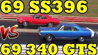 Camaro SS396 / 375 (L78) vs 340 Dodge Dart GTS- 1/4 Mile Drag Race Video - Road Test TV ®