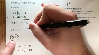 5 3 video 1 Solving Systems with ELIMINATION method