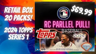 Retail Box 20 Packs! 2024 Topps Series 1 Baseball  ⭐️ Rookie Card Parallel Pull!