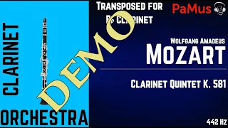 Wolfgang Amadeus Mozart: Clarinet Quintet in A major K 581 TRANSPOSED in Bb accompaniment 442Hz