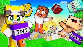 TROLLEO a MIS AMIGOS con SUPER TNT en MINECRAFT 😰😂 | Michi Miau, Bebe Noon, Nani y Tikko