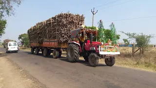 Arjun 605 and arjun novo 605 pulling Full Loaded Sugarcane Trolley | Tractor | Sugar cane load