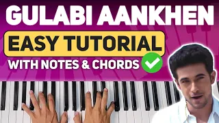 Gulabi Aankhein - Easy Piano Tutorial step by step with NOTES & CHORDS - PIX Series - Hindi