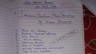 Importance/Significance/Needs/Advantages of Strategic management.Full explanation in Hindi.