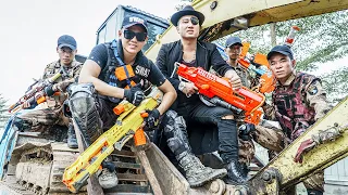 Nerf Guns War : Crimina Police Of SEAL TEAM Attack  Leader Black Of Dangerous Team Criminals