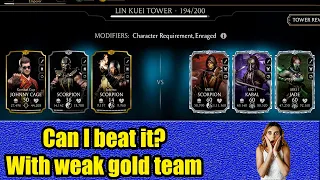 Lin Kuei Tower Battle 194 and 195 with weak Gold and Diamond team